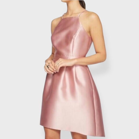 Miss Selfridge Pink Dress | US 4 Euro 36 | Bandeau Dip Hem | Pearlescent | $40 - Picture 1 of 8